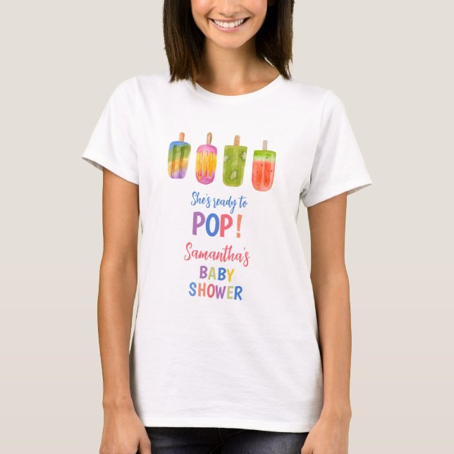 Camiseta Mamãe de picolé de verão a ser chá de fraldas (Frente)