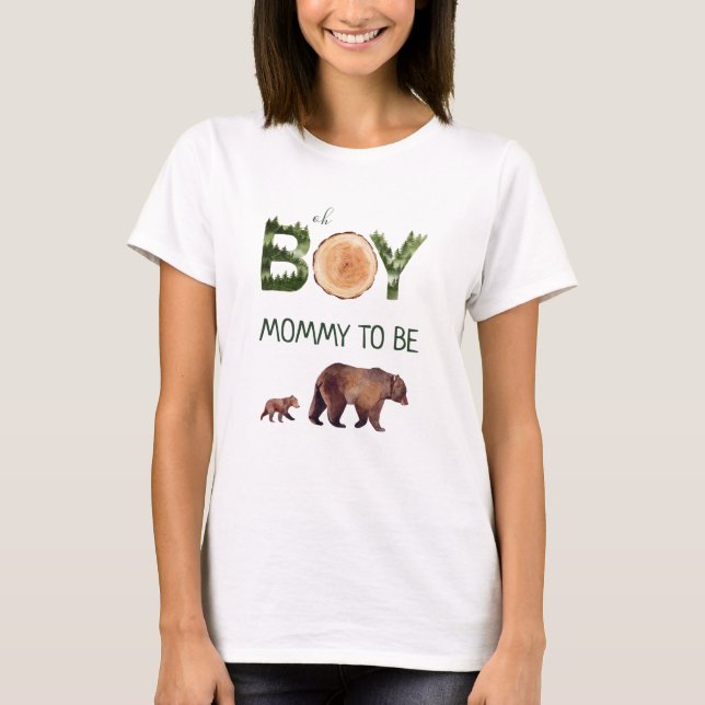 Camiseta Mamãe De Ser Chá de fraldas De Urso Menino (Frente)