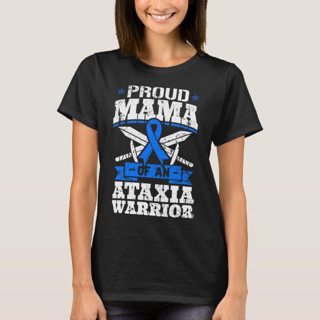 Camiseta Mamãe De Um Guerreiro Ataxia, Fita Dystaxi (Frente)