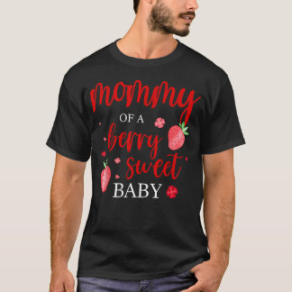 Camiseta Mamãe de um Morango Doce Bebê Primeiro Aniversário