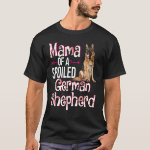 Camiseta Mamãe de um Pastor Alemão Mimado Dia das Mães Flo