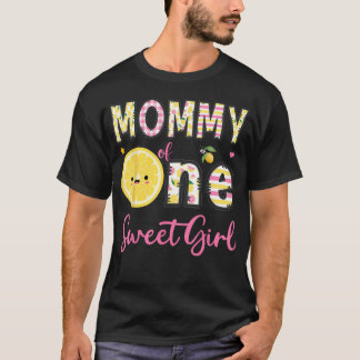 Camiseta Mamãe De Uma Doce Menina Limão Rosa 1º Aniversário