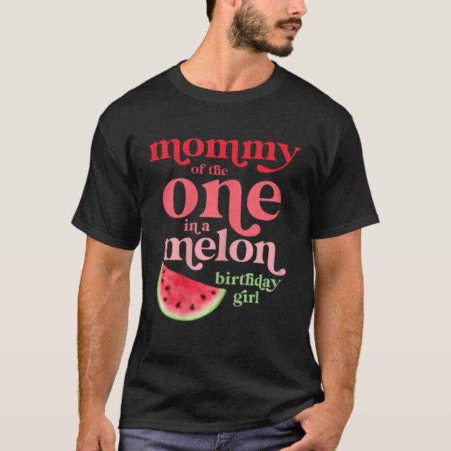 Camiseta Mamãe de uma garota de aniversário de melão Waterm (Frente)