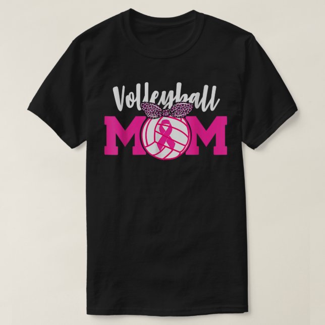 Camiseta Mamãe de Voleibol Fita Rosa Fita Sensibilização pa (Frente do Design)