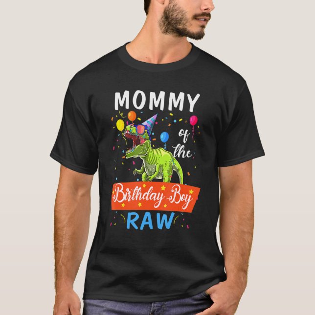 Camiseta Mamãe Dinossaur Engraçado Aplicativo da Família Bi (Frente)