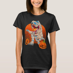 Camiseta Mamãe Dinossaur T Rex Spooky Moon Pumpkin Hallowee