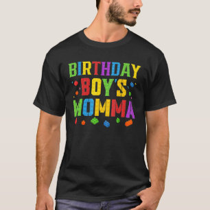 Camiseta Mamãe do Aniversário Bloqueia Mestre Construtor Br