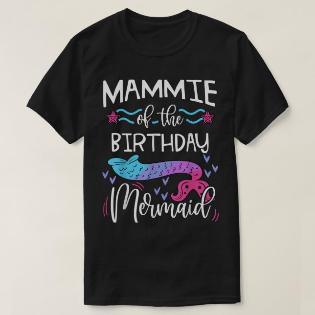 Camiseta Mamãe Do Aniversário Da Família Sereia Festa C (Frente do Design)