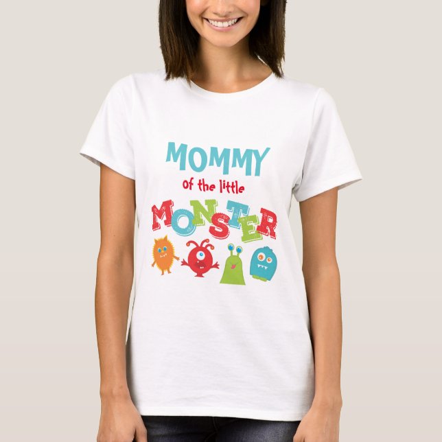 Camiseta Mamãe do Aniversário do Pequeno Monstro (Frente)