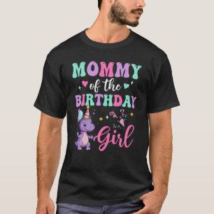 Camiseta Mamãe Do Aniversário Para Rapariga Dinossauro T-Re