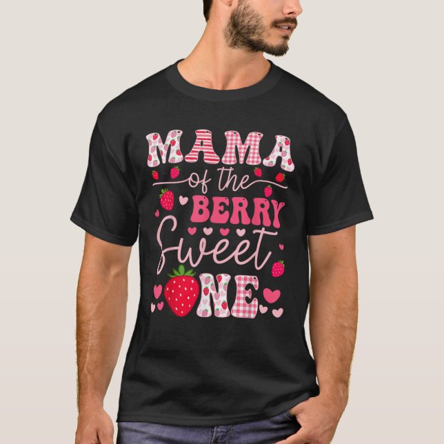 Camiseta Mamãe Do Berry Sweet One Strawberry Groovy (Frente)