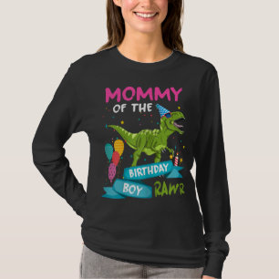 Camiseta Mamãe do Birthday Boy T-Rex RAWR Dinossaur Birt