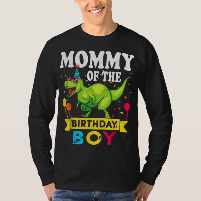 Camiseta Mamãe do Birthday Boy T-Rex RAWR Dinossaur Birt (Frente)