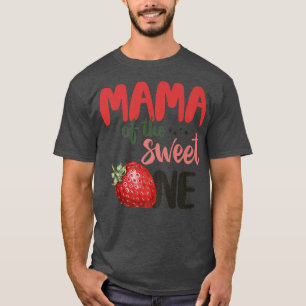 Camiseta Mamãe Do Doce Aniversário De Morango Primeiro Fa