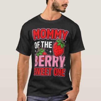 Camiseta Mamãe Do Doce Morango 1º Aniversário