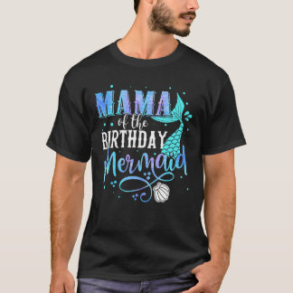 Camiseta Mamãe Do Festa De Aniversário Da Família Sereia
