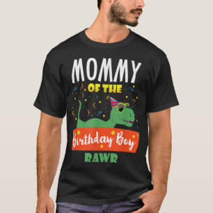 Camiseta Mamãe do menino de aniversário Dinossauro Raptor E