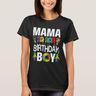 Camiseta Mamãe do Menino de Aniversário Mãe de Autista 