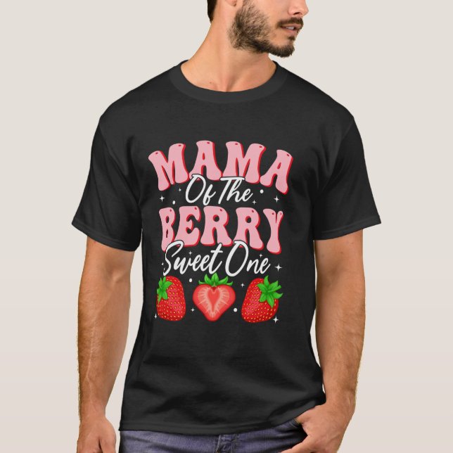Camiseta Mamãe do Morango Doce Um 1º Aniversário Morango (Frente)
