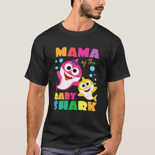 Camiseta Mamãe Do Tubarão-Bebê Aniversário Tubarão-Mamãe (Frente)