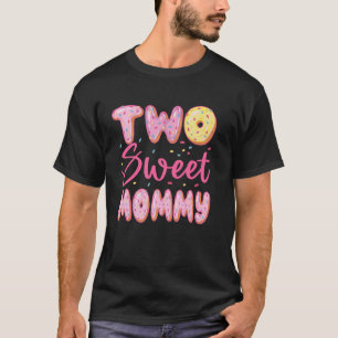 Camiseta Mamãe Dos Dois Doces Menina Do Donut De 2º Anivers