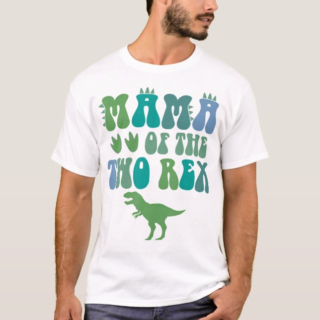 Camiseta Mamãe Dos Dois Rapazes Rex Aniversário (Frente)