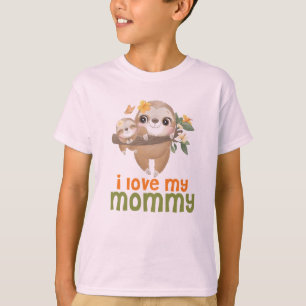 Camiseta Mamãe e Bebê Sloths pendurados em um galho que eu