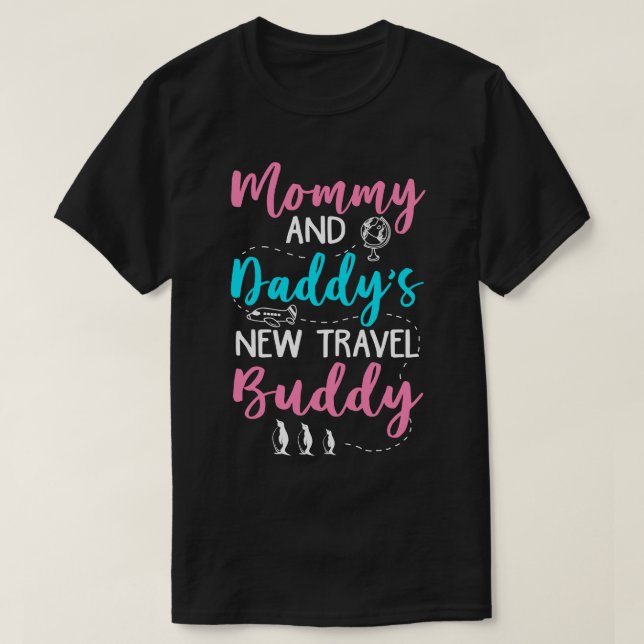 Camiseta Mamãe e Daddys New Viagem Buddy 1 (Frente do Design)