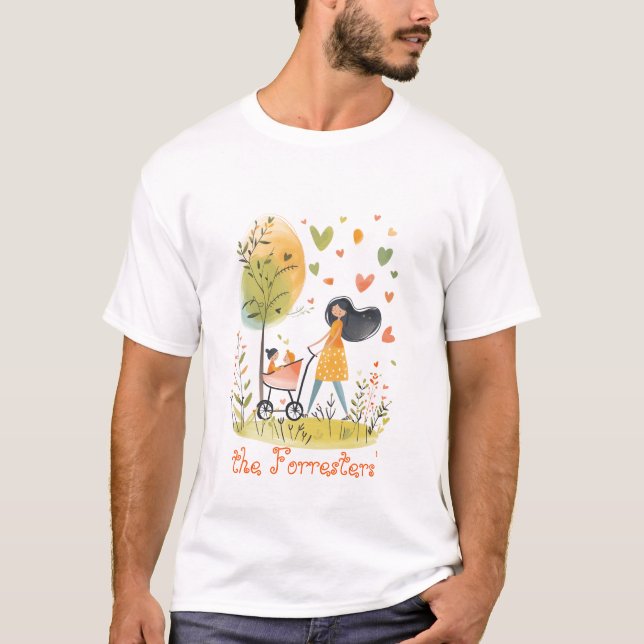 Camiseta Mamãe e Gêmeos no Stroller (Frente)