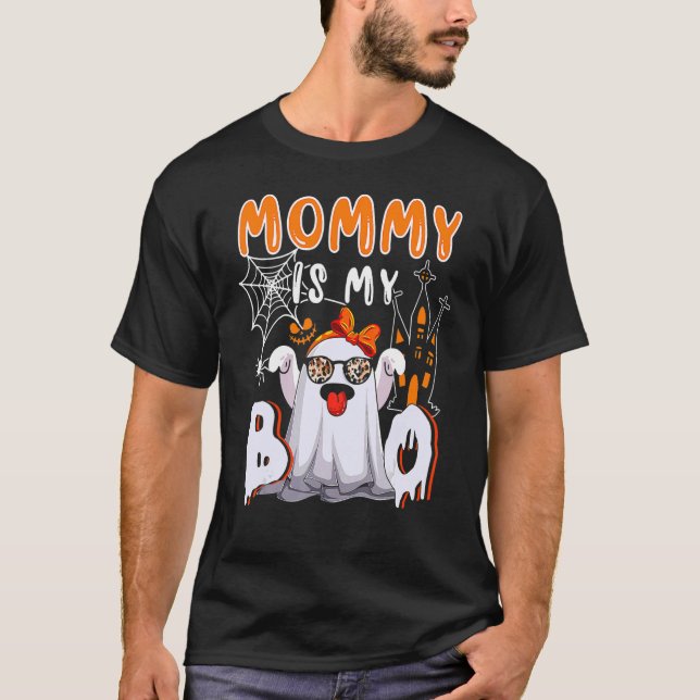 Camiseta Mamãe É Meu Boo Halloween Boo Fantasma (Frente)
