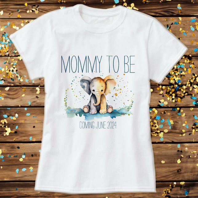 Camiseta Mamãe Elefante A Ser Anúncio De Bebê Para Mãe (Criador carregado)