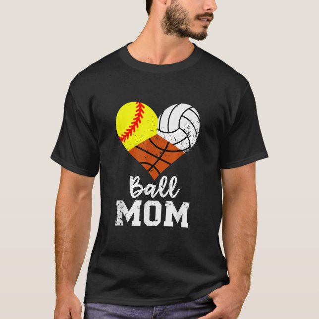 Camiseta Mamãe Engraçada no Softball no Basquete Mãe (Frente)