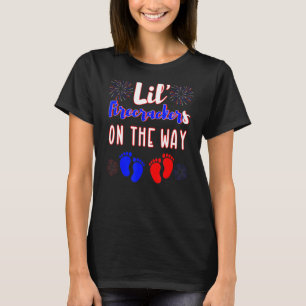 Camiseta Mamãe Esperava O Anúncio Dos Gêmeos 4 De Julho