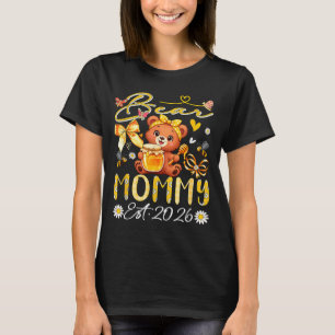 Camiseta Mamãe Est 2026 Gravata de Laço Floral Dia das Mães