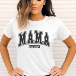 Camiseta Mamãe Est. Camisa-T 2024 - Nova Presente-Mãe - Gra