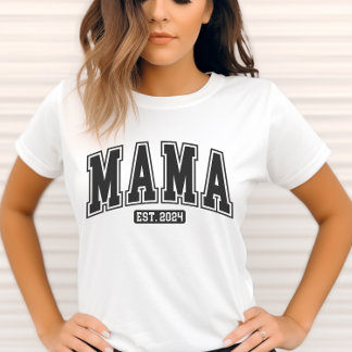 Camiseta Mamãe Est. Camisa-T 2024 - Nova Presente-Mãe - Gra