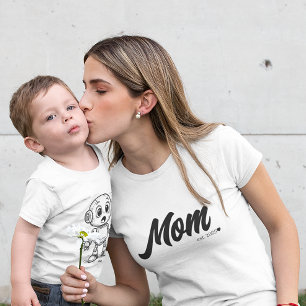 Camiseta Mamãe Est. Coração de Script Preto   Personalizado