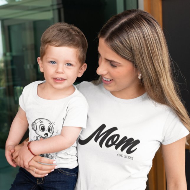 Camiseta Mamãe Est. Script Preto | Personalizado (Criador carregado)