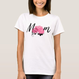 Camiseta Mamãe Estilo Vintage Flores Rosa