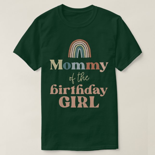 Camiseta Mamãe feminina da garota de aniversário Boho Rainb (Frente do Design)