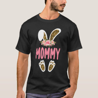 Camiseta Mamãe Folhas de Impressão de Leopardo Coelho Pásco