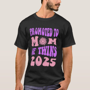 Camiseta Mamãe Futura PROMOVIDA À MÃE DE GÊMEOS 2025 Twin M