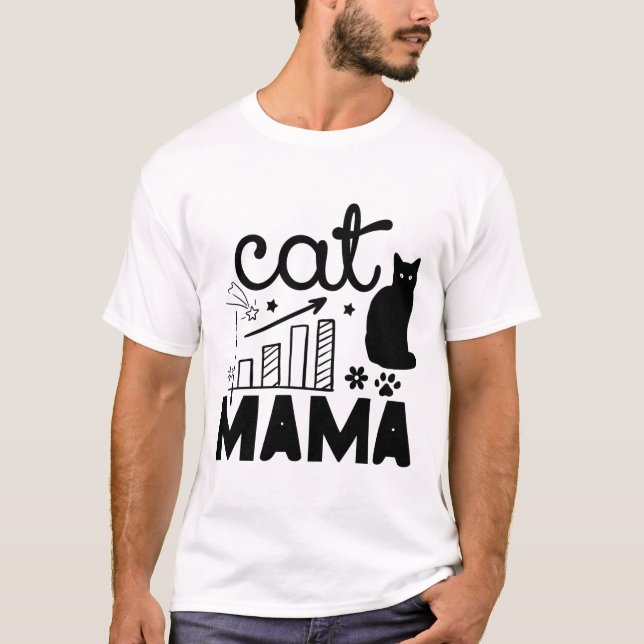 Camiseta Mamãe Gata – Silhueta de Gatinho Fofo e Estilo de  (Frente)