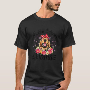 Camiseta Mamãe Golden Retriever Florais Cachorro Fofo Mãe D