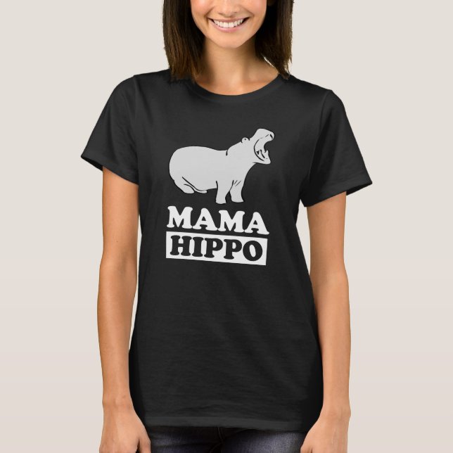 Camiseta Mamãe Hippo Animal T-Shirt Mãe Presente (Frente)