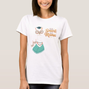 Camiseta Mamãe Inteligente Lhama Esperta Cartoon Gráfico Ca
