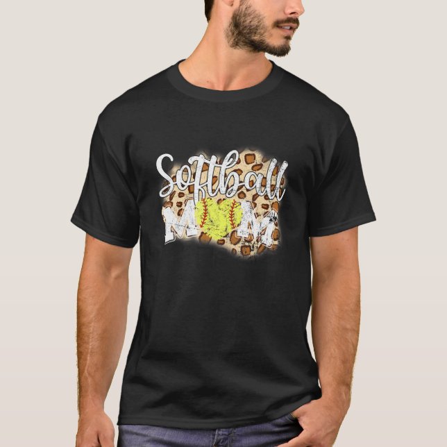 Camiseta Mamãe Leopard Engraçada Baseball Mãe D (Frente)