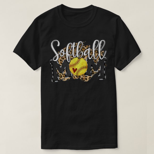 Camiseta Mamãe Leopard Engraçada Baseball Mãe D (Frente do Design)