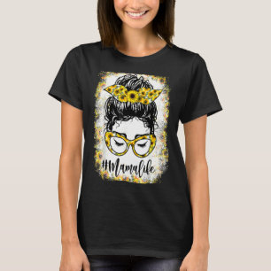 Camiseta Mamãe Life Sunflower Mensagem Mamãe Mamãe Cama Par