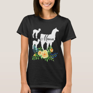 Camiseta Mamãe Llama Floral Mãe de duas Flores Alpaca Lhama